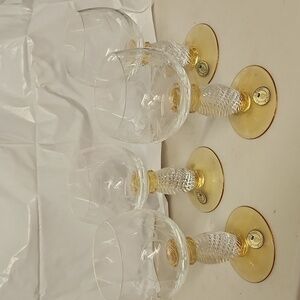 Vintage Pieroth-Romer Amber Footed Etched Wine Glasses  5 1/2" T… Set of 7